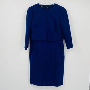 Lafayette 148 Size 4 Navy Blue Virgin Wool 2-Piece Career Sheath Dress